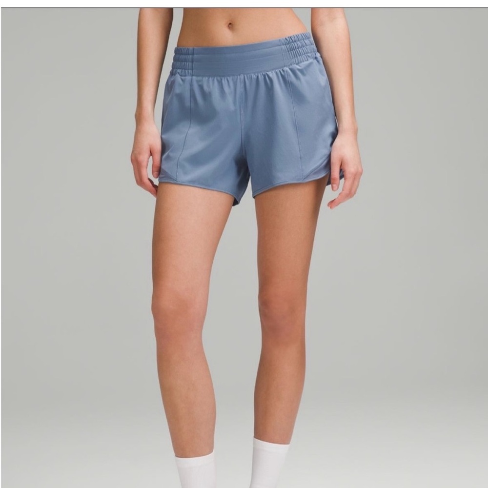 Lululemon Hotty Hot high rise shorts 4” (Oasis Blue, size 4)